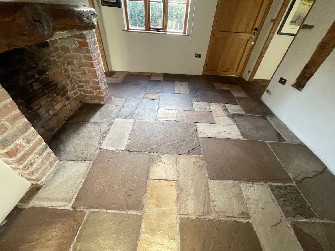 Aftee stone floor cleaning this is a 16th centure sanstone floor that was fully restored after flood damage
