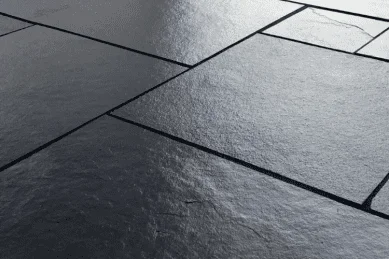 black limestone patio that has been cleaned and sealed with HR Stone Guard HR Colour Enhnacer and the patio cleaner use was HR Total Power Clean