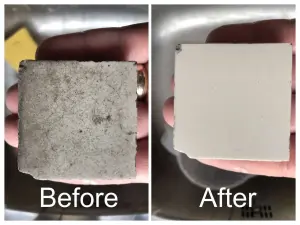 Before and after comparison of Victorian tile cleaning by Hardfloor Restoration Ltd.