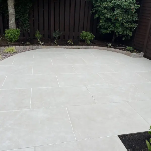 The same outdoor porcelain patio tiles now immaculately clean after using HR Total Power Clean. our best patio cleaner. Porcelain sealer