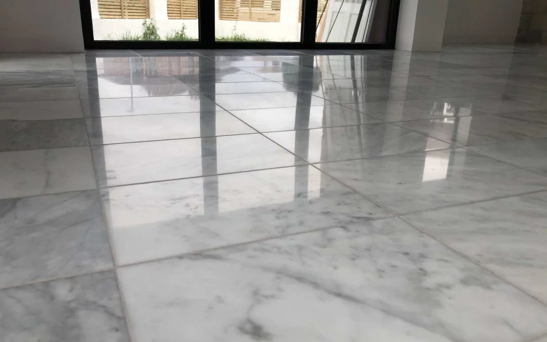 Marble Polishing and floor Cleaner for marbles floors, this is a clean carrara marble floor cleaned with HR Future Clean marble cleaner.