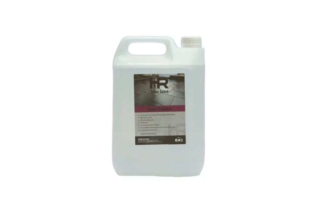 This is a photo of a bottle of HR Colour Enhancer for all patio sealing needs.