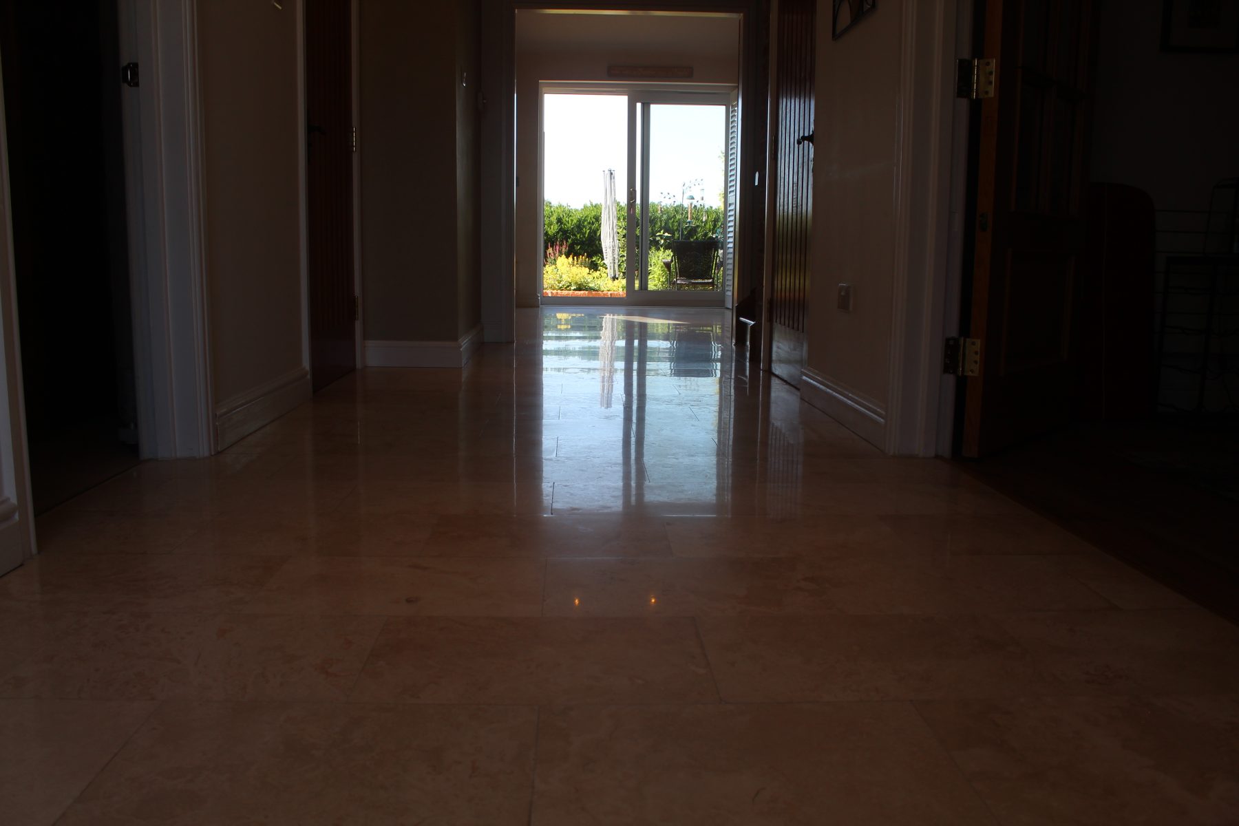 Fully repaired Travertine floor, travertine hole repair, travertine Crack repair and high gloss polishing. hardfloor restoration is the go to professional floor cleaners across Manchester and the whole of the north west.