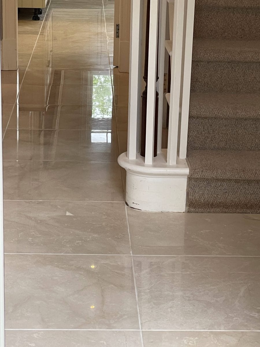 Marble Floor Crema marfil marble repolished to a gloss finish 
