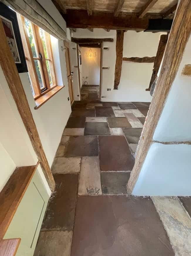 Sandstone floor after professional cleaning in Bowdon