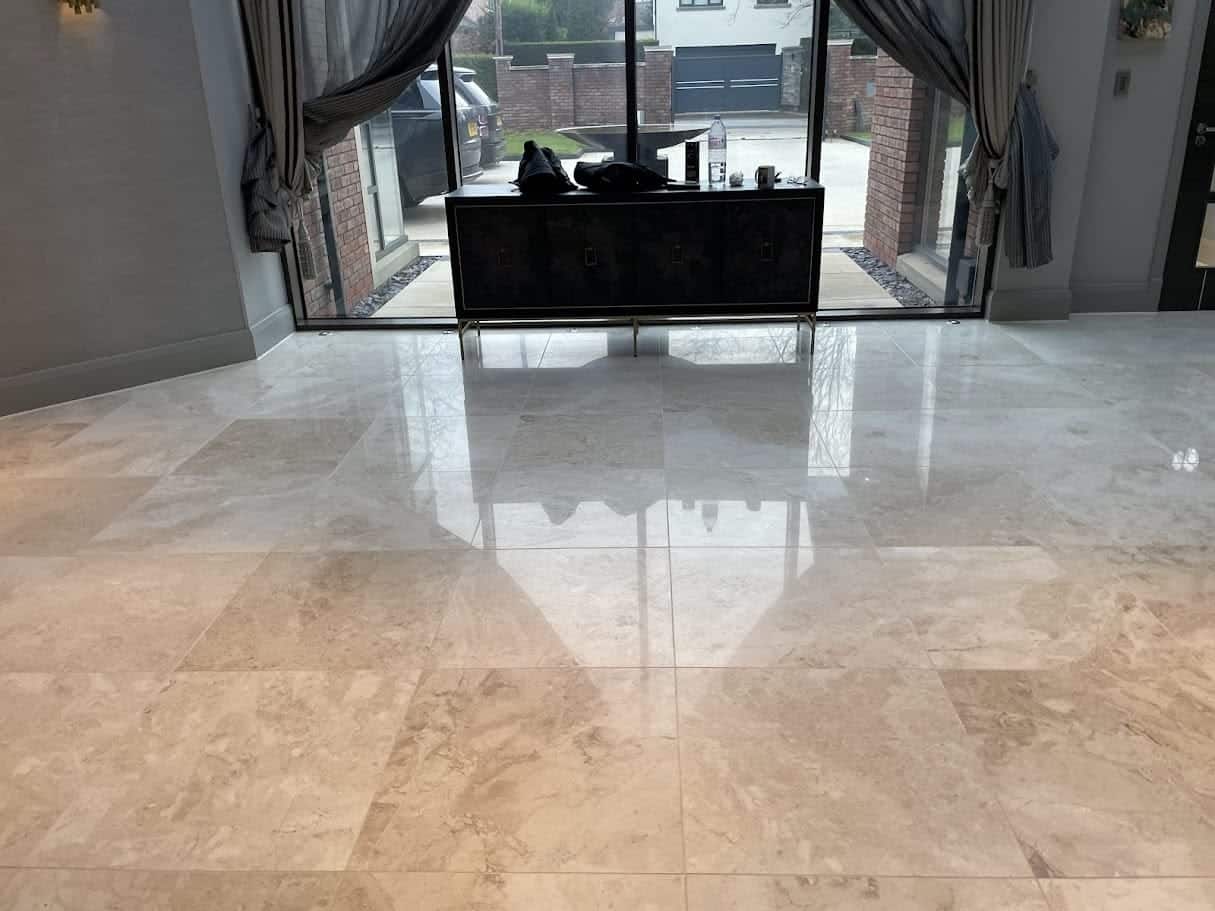 Commercial marble floor polishing project in Wilmslow