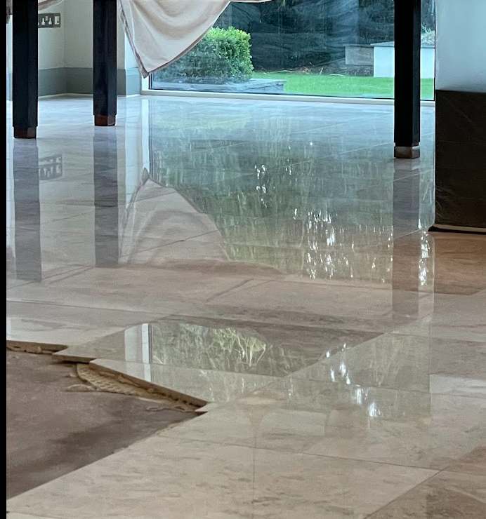 Crema Marfil marble floor after repolishing