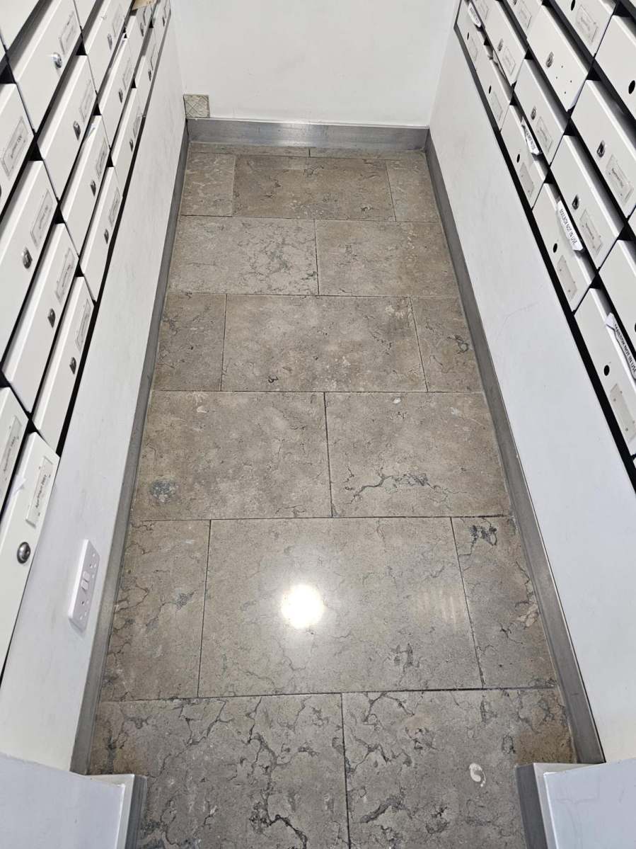 Limestone floor after polishing at West Tower