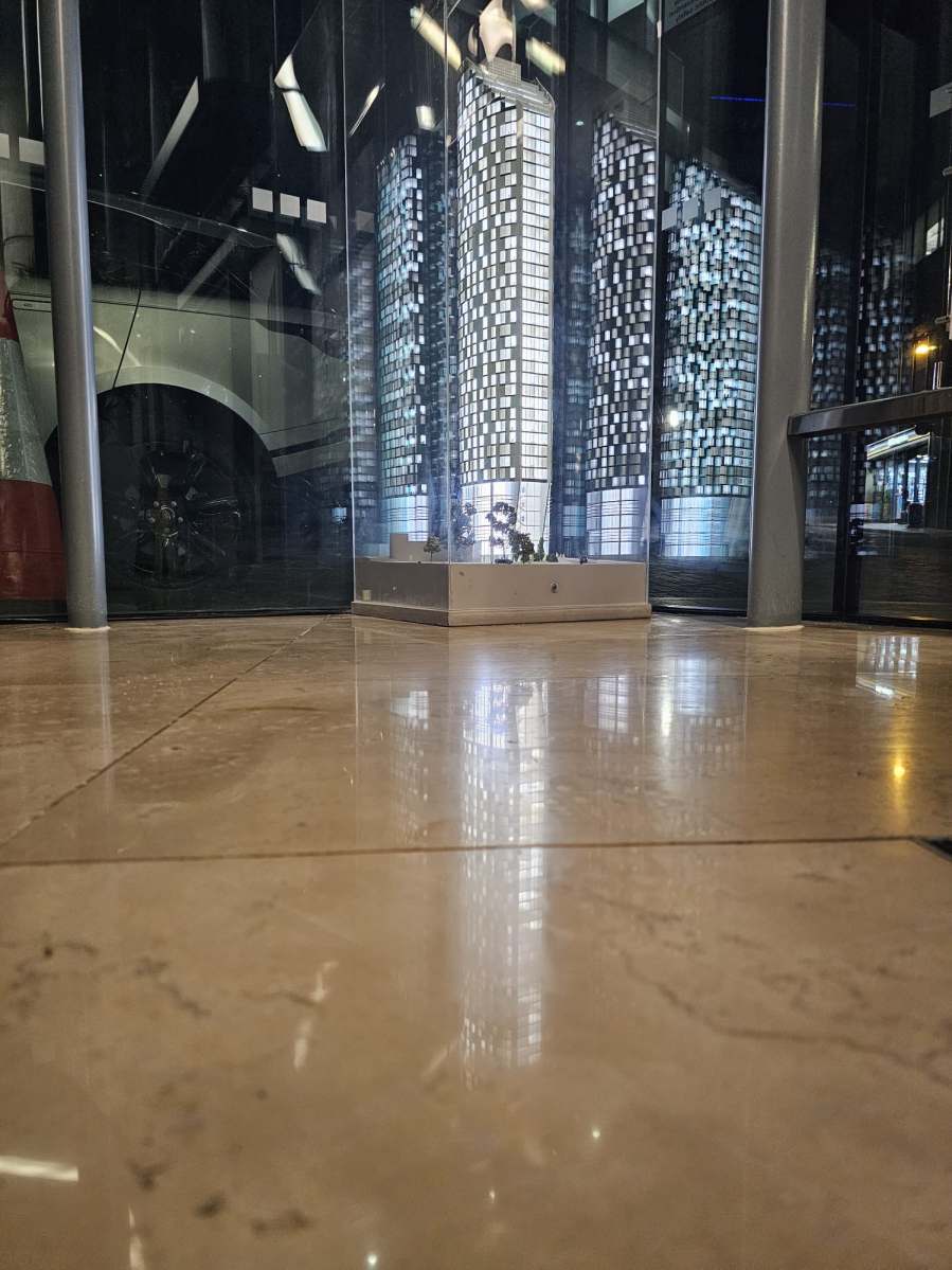 West Tower limestone floor polishing and restoration